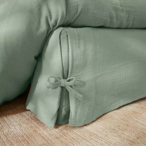 Cache-sommier Gaze de coton (140 x 190 cm) Gaïa Vert eucalyptus