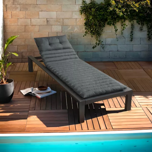 Coussin de transat capitonné (180 x 60 cm) Sunset Gris anthracite