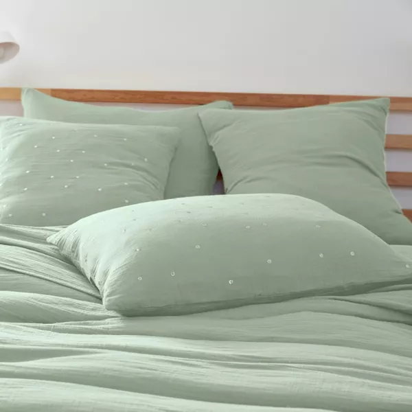 Taie d'oreiller rectangulaire gaze de coton (50 x 70 cm) GaĂŻa Chic Vert eucalyptus