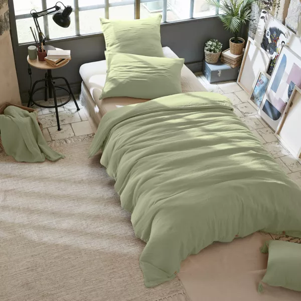 Housse de couette gaze de coton (140 x 200 cm) Gaïa Vert tilleul