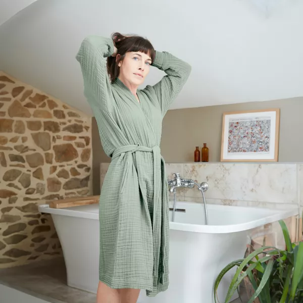 Badekbe i bomuldsgaze S/M Gaa Eukalyptusgrn