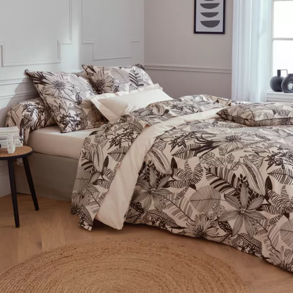 Housse de couette percale de coton (300 x 240 cm) Alba Noire