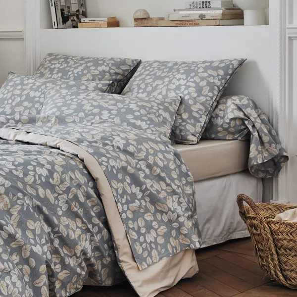 Taie de traversin percale de coton (L200 cm) Lison Grise