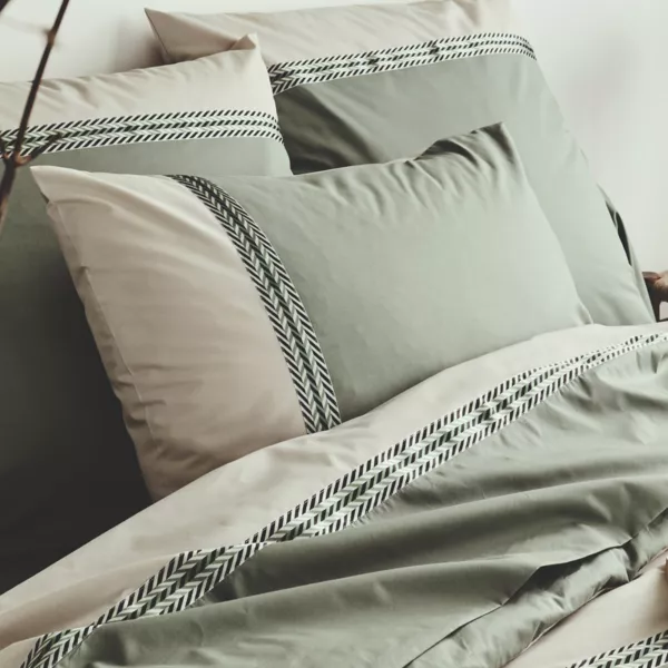 Taie d'oreiller rectangulaire percale de coton (50 x 70 cm) Noa Vert kaki