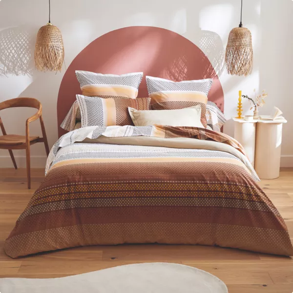 Housse de couette coton (280 x 240 cm) Niagara Marron châtaigne