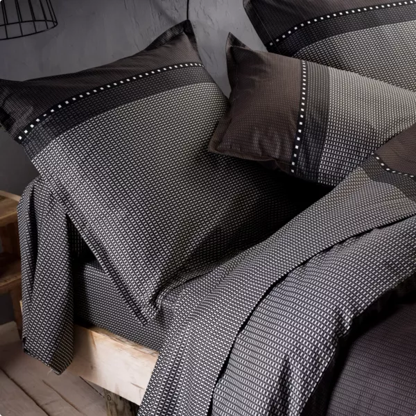 Funda para almohada cuadrada satén de algodón Enzo Negra