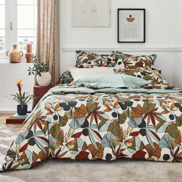 Housse de couette percale de coton (240 x 220 cm) Cascade Multicolore