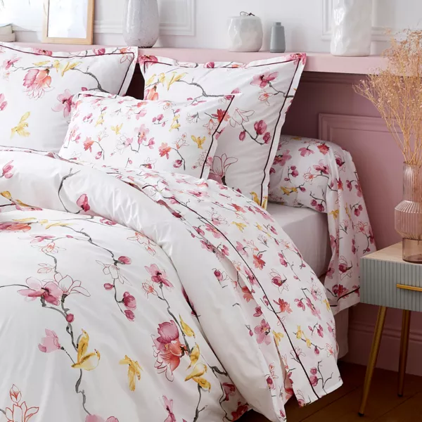 Taie de traversin percale de coton (L200 cm) Elisa Rose