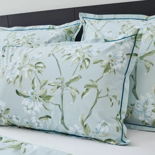 Taie d'oreiller carrée percale de coton (65 x 65 cm) Eléna Nil Verte