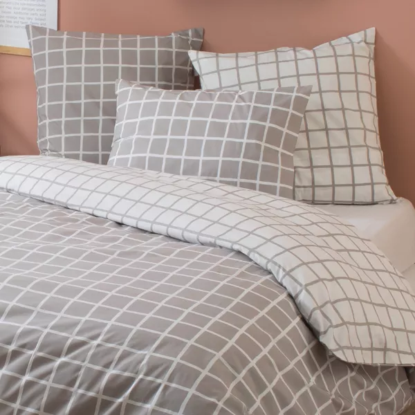 Funda de almohada rectangular en percal de algodón (50 x 70 cm) Max Gris