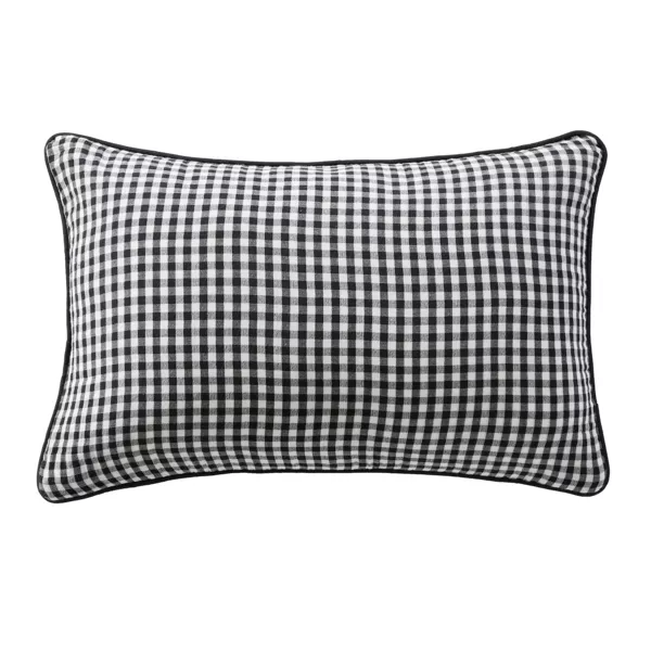 Cojín rectangular en gasa de algodón (40 x 60 cm) Vickie Negro