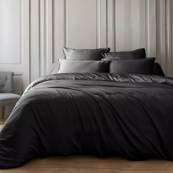 Housse de couette satin de bambou (260 x 240 cm) Salomé Noir
