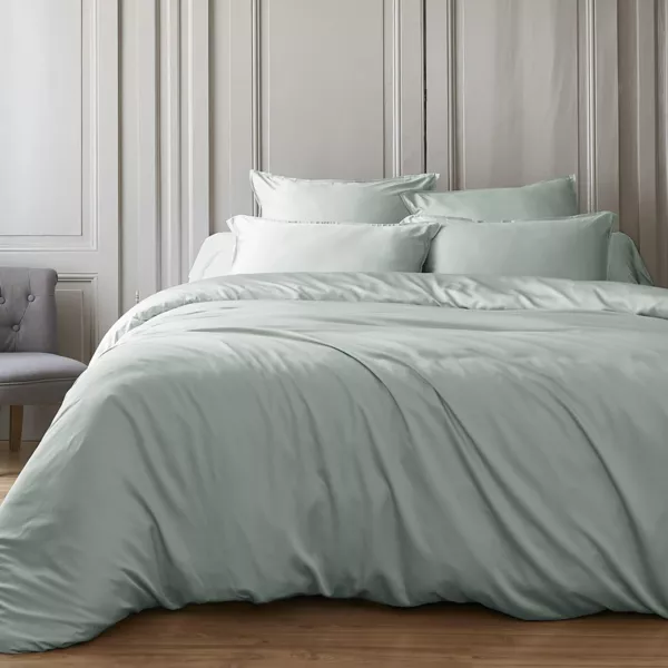 Housse de couette satin de bambou (260 x 240 cm) Salomé Vert eucalyptus