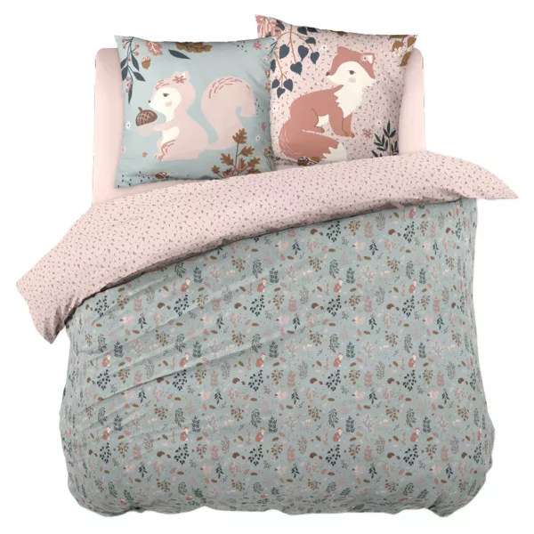Housse de couette et deux taies enfant coton (240 x 220 cm) Tamia Multicolore