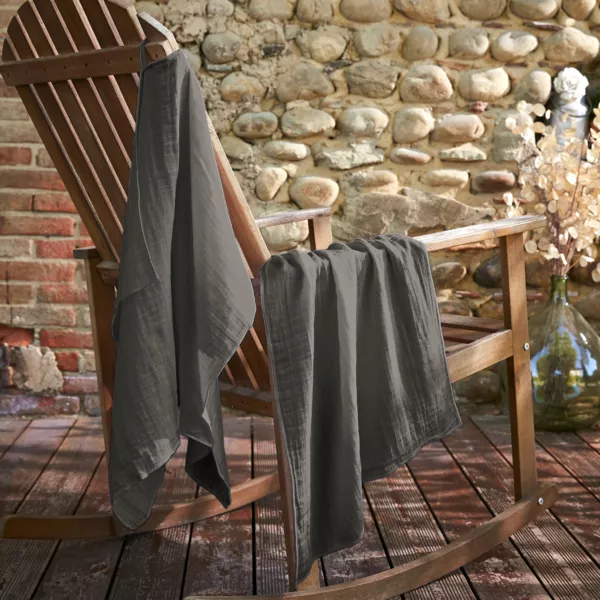 Lot de 2 essuie-mains gaze de coton (70 cm) GaĂŻa Gris granit