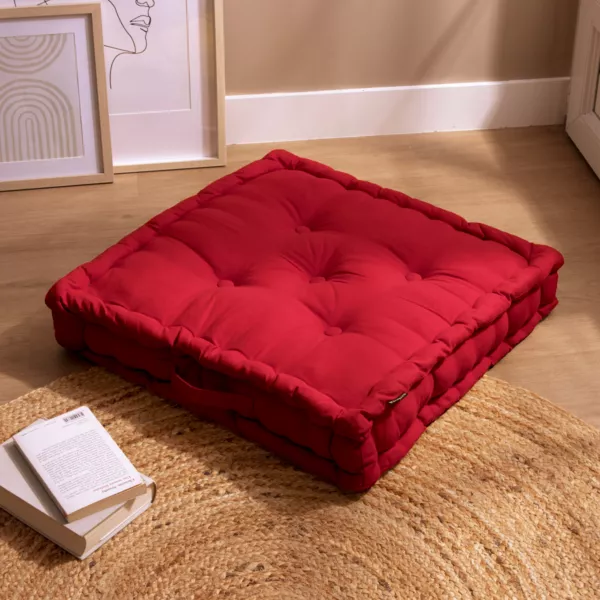 Coussin de sol coton (60 x 60 cm) Pixel Rouge