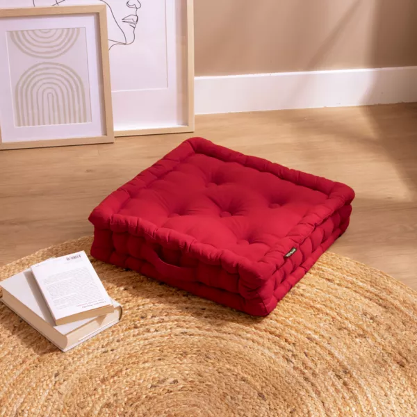 Coussin de sol coton (40 x 40 cm) Pixel Rouge