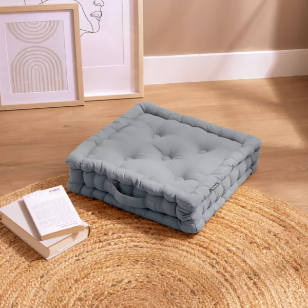 Coussin de sol coton (40 x 40 cm) Pixel Gris