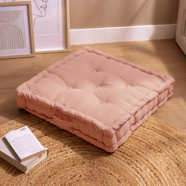 Coussin de sol coton (60 x 60 cm) Pixel Rose pêche