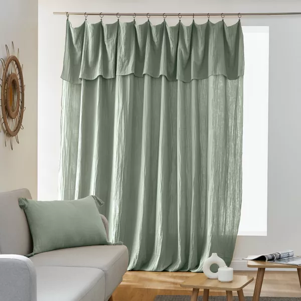 Overgordijn verstelbaar Katoengaas (280 x max 300 cm) Gaïa Eucalyptus groen