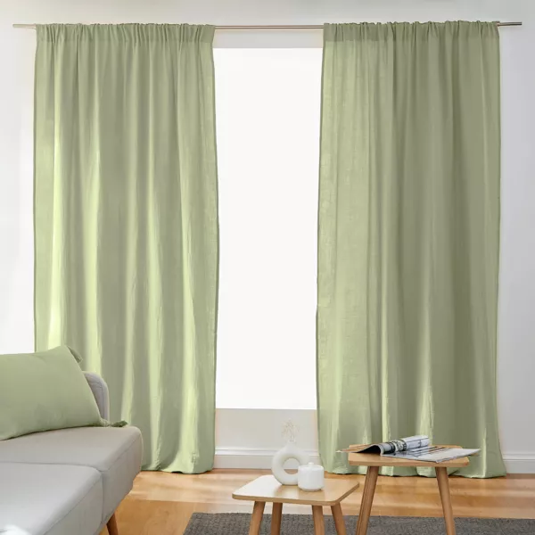 Rideau gaze de coton galon fronceur (180 x 240 cm) GaĂŻa Vert tilleul