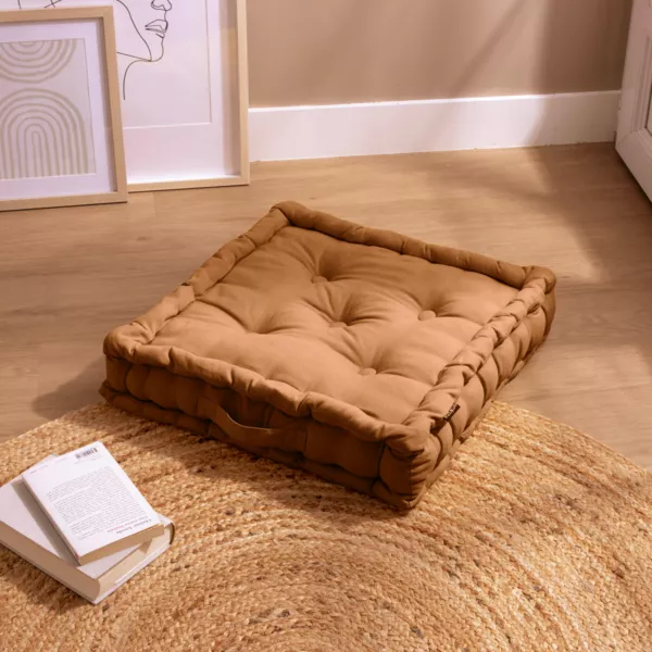 Coussin de sol coton (50 x 50 cm) Pixel Camel