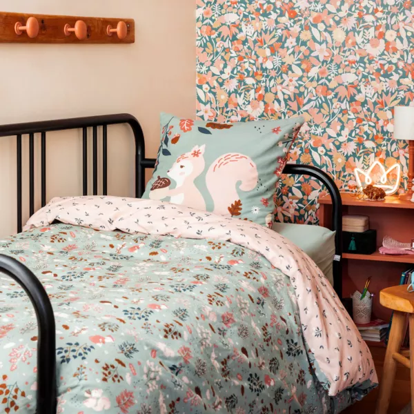 Brnesengetj og pudebetrk i bomuld (140 x 200 cm) Tamia Multifarvet