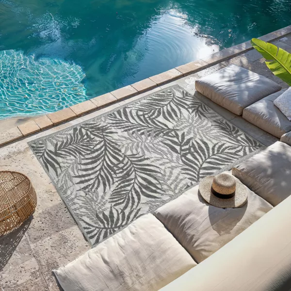 Outdoor-Teppich (180 x 120 cm) Feuillage Grau
