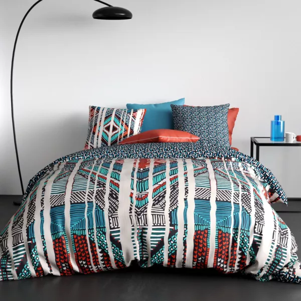 Funda nórdica y dos fundas para almohadones en algodón(240 cm) India Multicolor