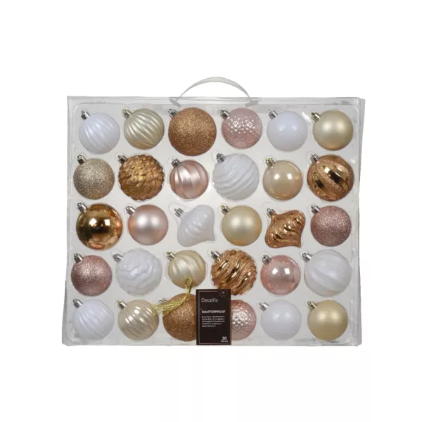 Agéna kerstboom decoratie set Wit, roze en goud