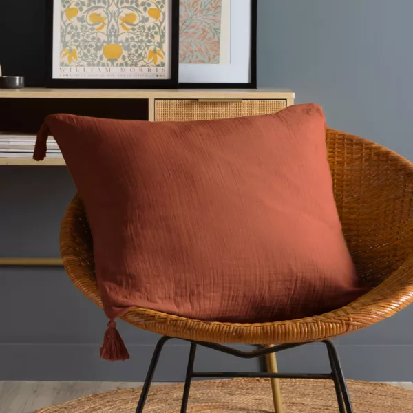 Firkantet pude i bomuldsgaze (60 x 60 cm) Gaïa Terracotta