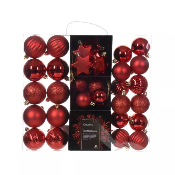 Kit de décoration de Sapin de Noël (40 pcs) Cristal Rouge