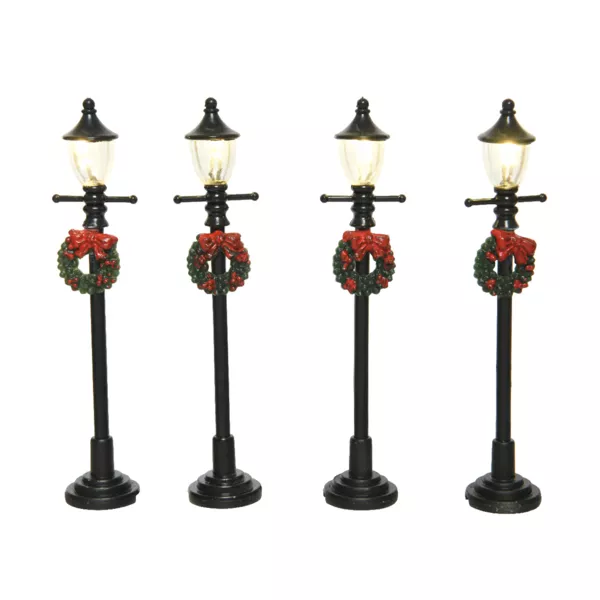Lot de 4 lampadaires (H10 cm) Couronne pour aménager un village