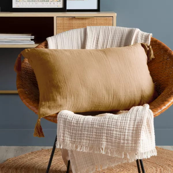 Cojín rectangular en gasa de algodón (40 x 60 cm) Gaïa Camel