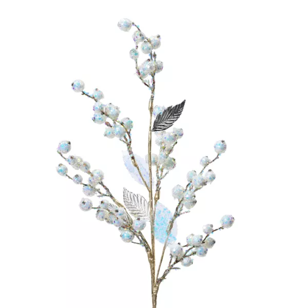 Rama de bayas (H69 cm) Hielo natural Irisado
