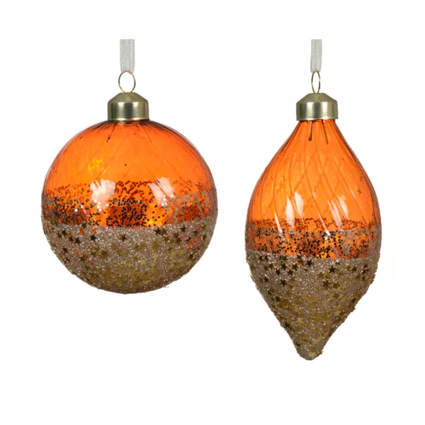 Lot de 12 suspensions en verre (D80 mm) Élégance étoilée Citrouille