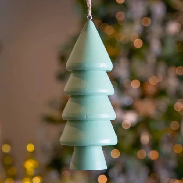 Abeto para colgar de madera (H15 cm) Armonía Menta blanca