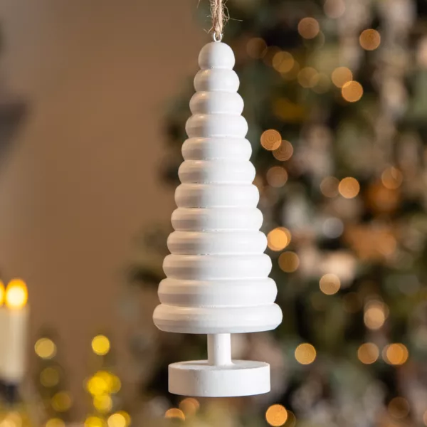 Sapin à suspendre en bois (H15 cm) Harmonie Blanc