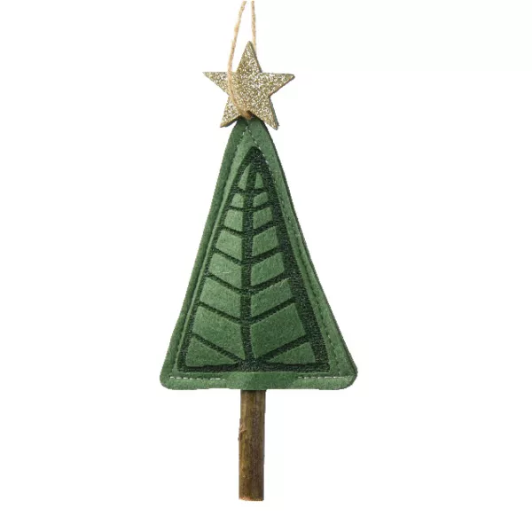 Árbol de Navidad para colgar (H14 cm) Estrella brillante Verde romero