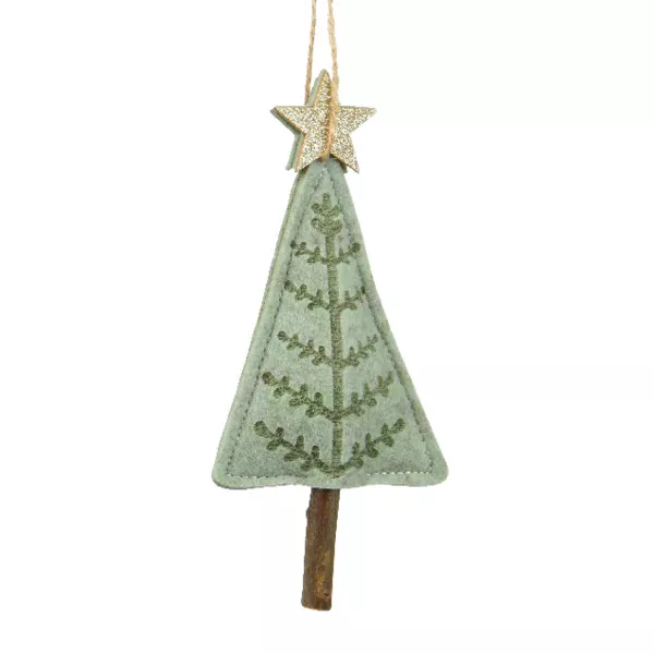 Sapin de Noël à suspendre (H14 cm) Étoile éclatante Vert menthe