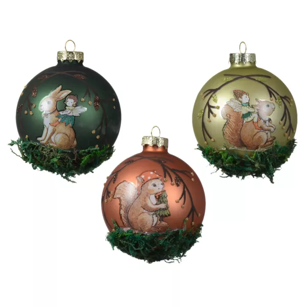 Set van 12 glazen kerstballen (D80 mm) Sprookjesgroen