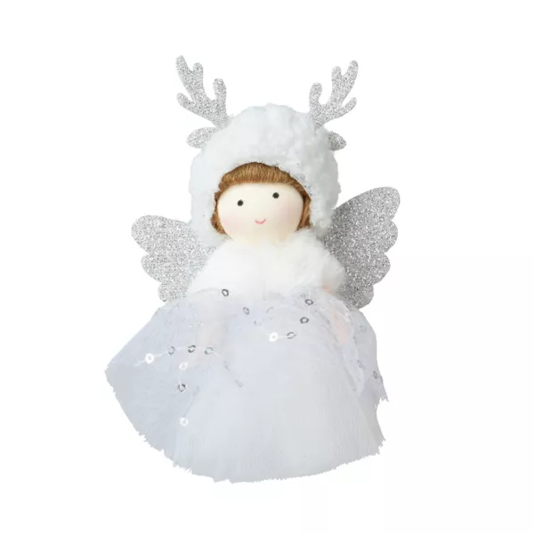 Ángel de Navidad para colgar (H13 cm) Alice madera de ciervo Blanco