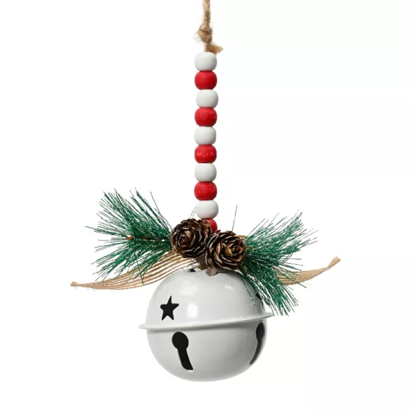 Campanilla para colgar de yute y metal (H15 cm) Megève Blanco