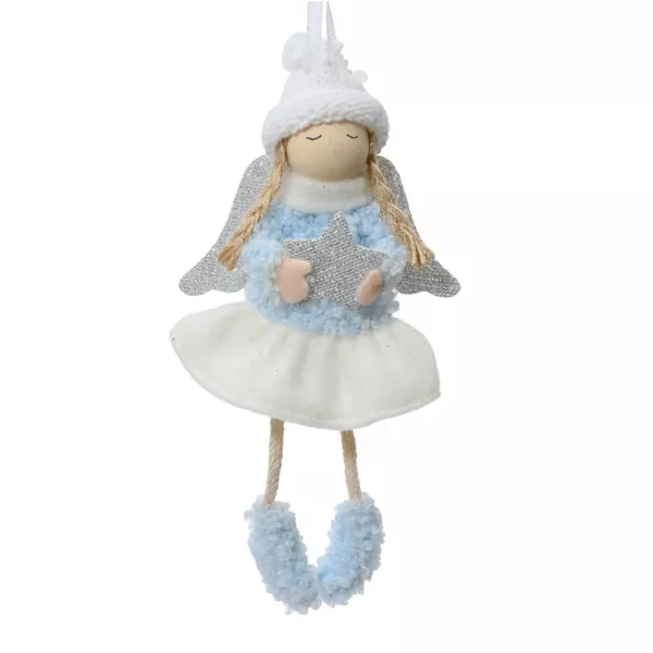 Ange à suspendre (H16 cm) Petite Fille étoilée Bleu