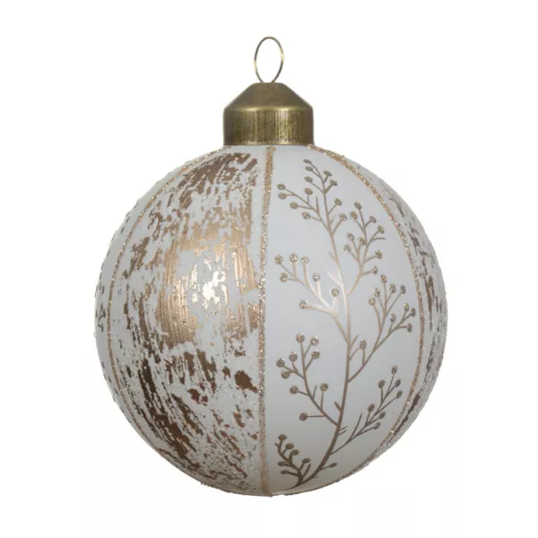 Set van 3 glazen kerstballen (D80 mm) Natuur Witte winter
