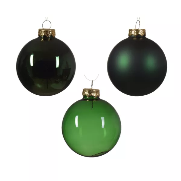 Lote de 21 bolas de Navidad de vidrio surtidas Cristal Verde abeto