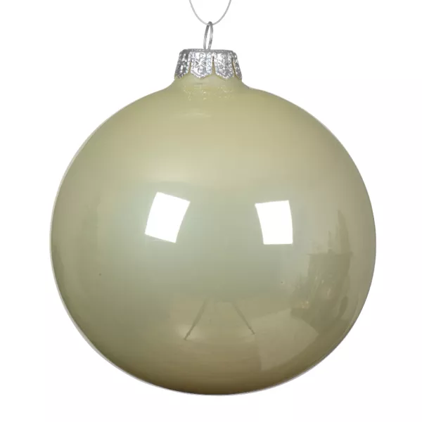 Lot de 6 boules de No�l en verre (D80 mm) Arctique brillante Menthe blanche