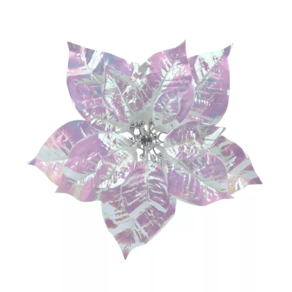 Poinsettia de Navidad en clip (D25 cm) Ice iridiscente