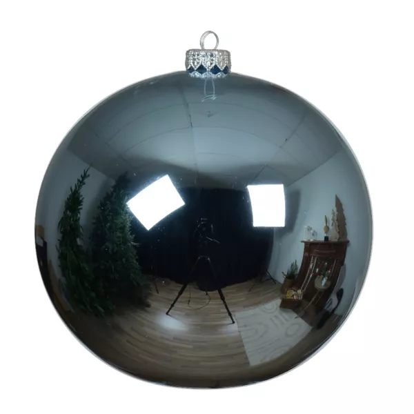 Lot de 6 boules de Noël en verre (D80 mm) Arctique brillante Bleu glacé