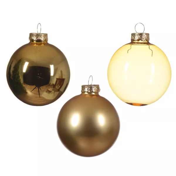Lote de 21 bolas de Navidad de vidrio surtidas Cristal Oro